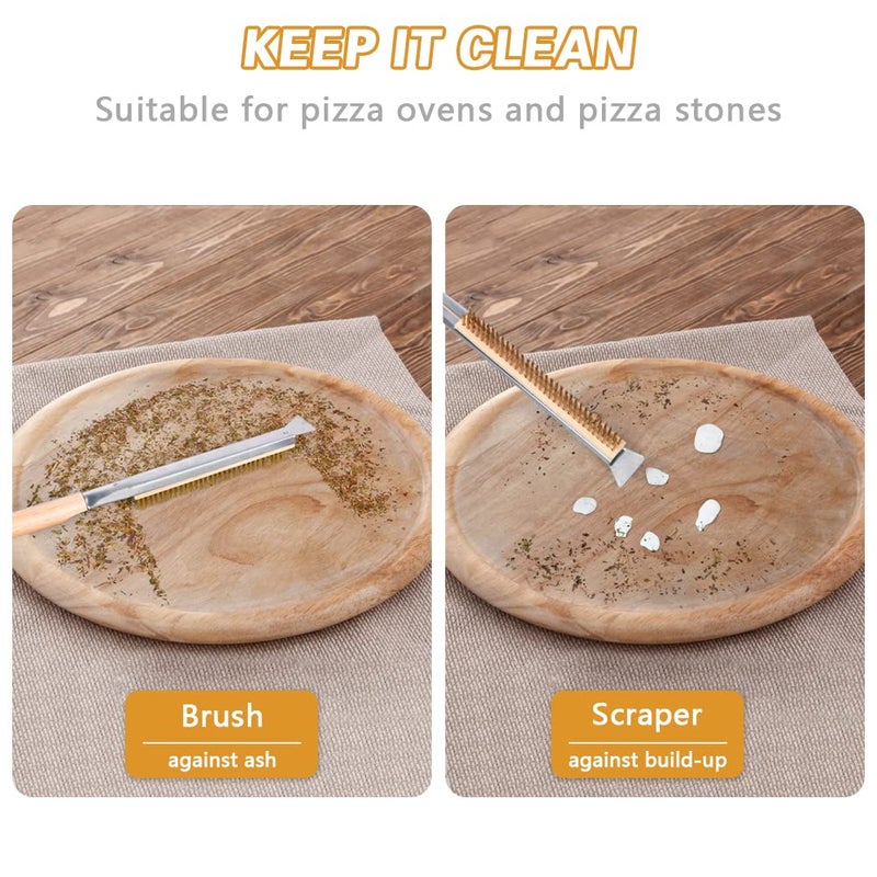 Aolso Pizza Oven Brush  21"" Brush and Stainless Steel Scraper for Pizza Stone  BBQ Grill Cleaning Brush Non Scratch Heat Proof Brass Bristles with Screwdriver  Outdoor Pizza Oven and Accessories - Image 4